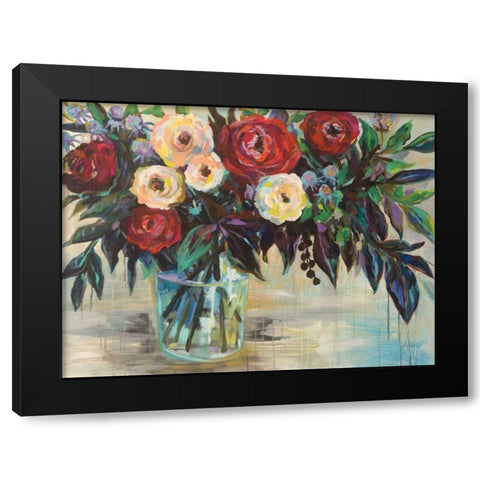 Winter Floral Black Modern Wood Framed Art Print with Double Matting by Vertentes, Jeanette