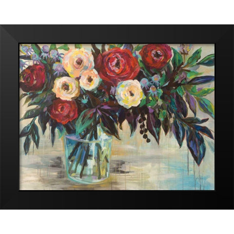 Winter Floral Black Modern Wood Framed Art Print by Vertentes, Jeanette