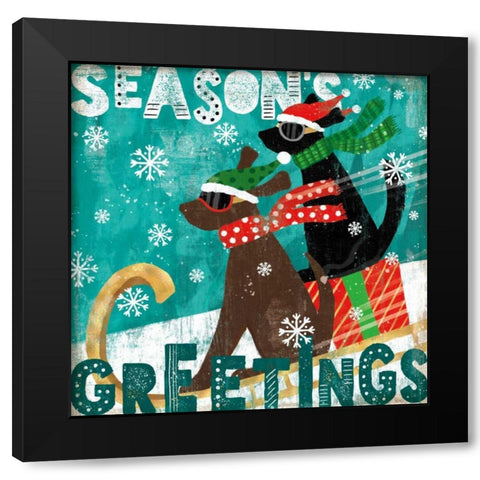 Merry Making IV Black Modern Wood Framed Art Print with Double Matting by Charron, Veronique