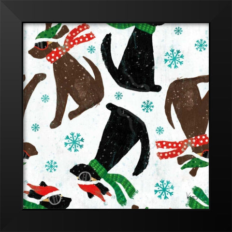 Merry Making Pattern IA Black Modern Wood Framed Art Print by Charron, Veronique