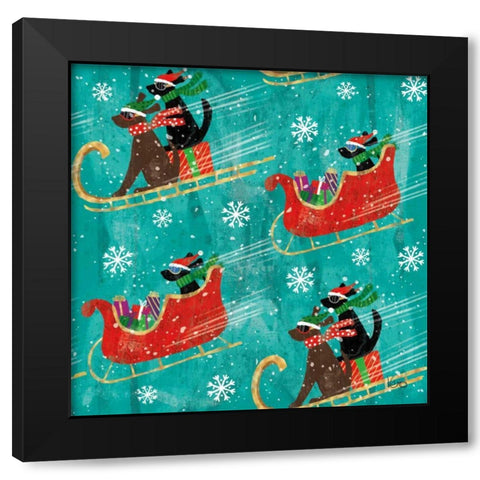 Merry Making Pattern IIB Black Modern Wood Framed Art Print by Charron, Veronique
