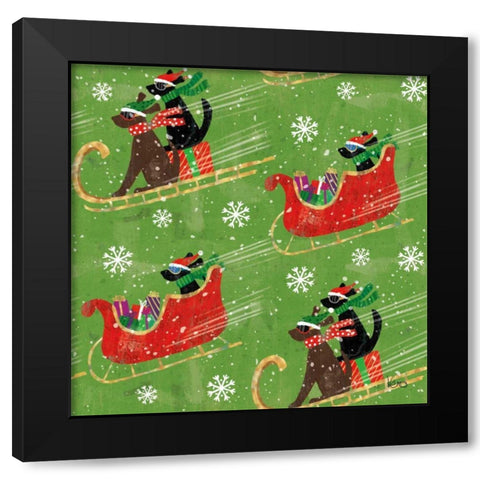 Merry Making Pattern IIC Black Modern Wood Framed Art Print with Double Matting by Charron, Veronique