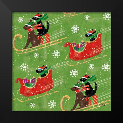 Merry Making Pattern IIC Black Modern Wood Framed Art Print by Charron, Veronique