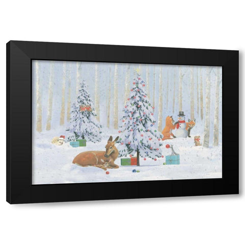 Christmas Critters Bright I Black Modern Wood Framed Art Print by Adams, Emily