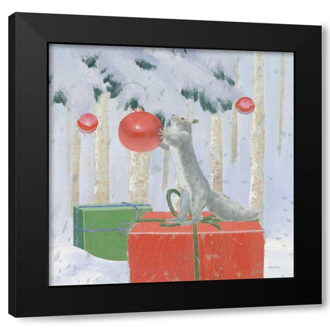 Christmas Critters Bright VII Black Modern Wood Framed Art Print with Double Matting by Adams, Emily