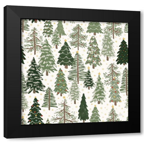 Christmas Village Pattern XII Black Modern Wood Framed Art Print with Double Matting by Marshall, Laura