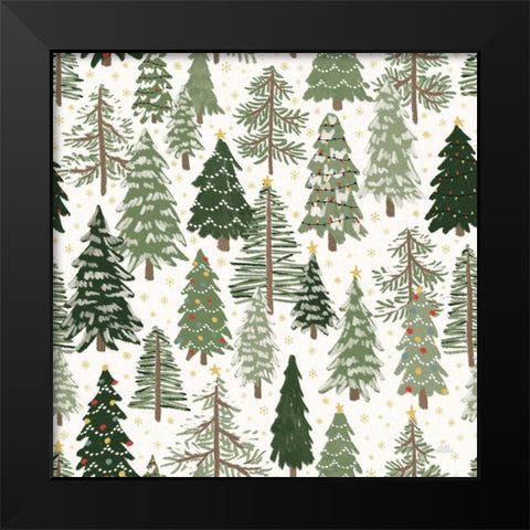 Christmas Village Pattern XII Black Modern Wood Framed Art Print by Marshall, Laura