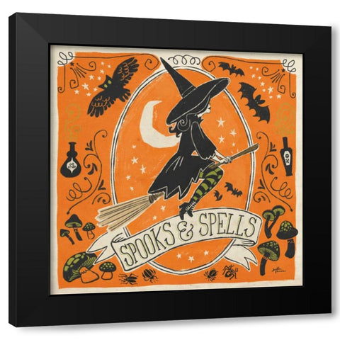 Stay Creepy II Orange Black Modern Wood Framed Art Print with Double Matting by Penner, Janelle
