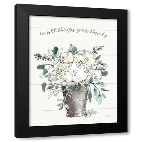 Modern Farmhouse V Give Thanks Black Modern Wood Framed Art Print with Double Matting by Tavoletti, Anne