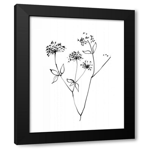 Ink Flowers 09 on White Black Modern Wood Framed Art Print with Double Matting by Tillmon, Avery