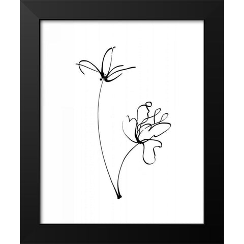 Ink Flowers 25 on White Black Modern Wood Framed Art Print by Tillmon, Avery