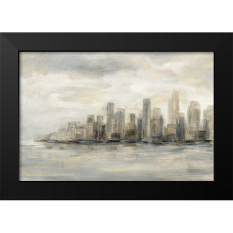 Manhattan Low Clouds Black Modern Wood Framed Art Print by Vassileva, Silvia