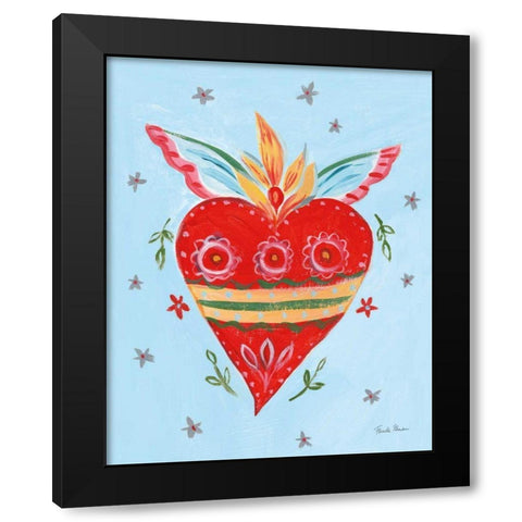 Fridas Heart II Black Modern Wood Framed Art Print by Zaman, Farida