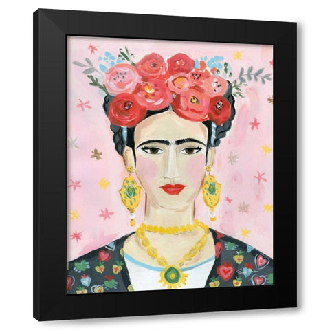 Homage to Frida Black Modern Wood Framed Art Print by Zaman, Farida
