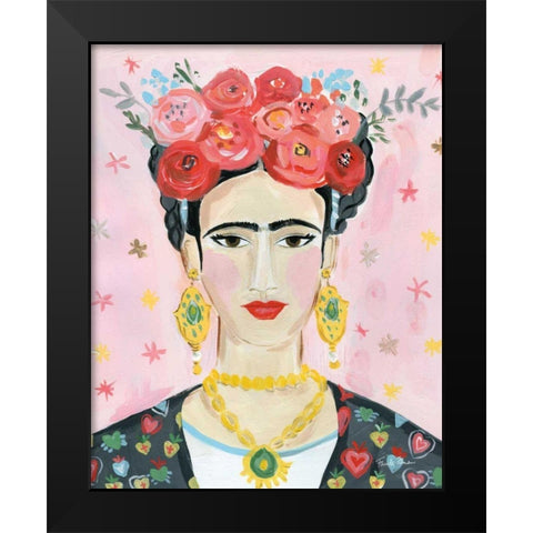 Homage to Frida Black Modern Wood Framed Art Print by Zaman, Farida