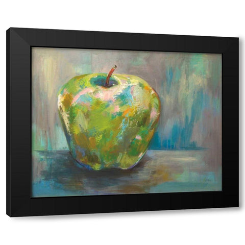 Apple Black Modern Wood Framed Art Print by Vertentes, Jeanette