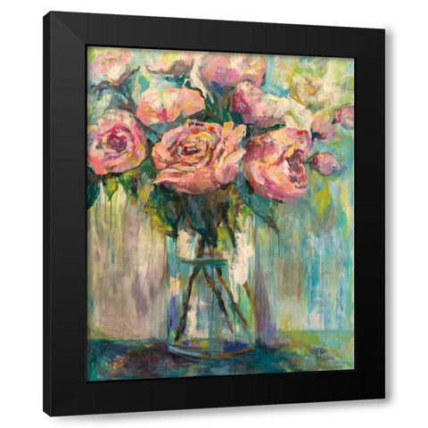 Peony Play Black Modern Wood Framed Art Print with Double Matting by Vertentes, Jeanette