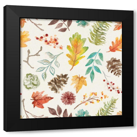 Autumn Friends Pattern IIA Black Modern Wood Framed Art Print with Double Matting by Urban, Mary