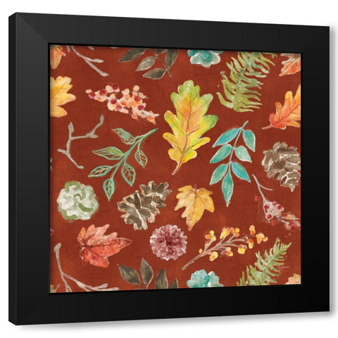 Autumn Friends Pattern IID Black Modern Wood Framed Art Print with Double Matting by Urban, Mary
