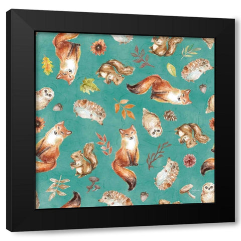 Autumn Friends Pattern IVC Black Modern Wood Framed Art Print with Double Matting by Urban, Mary