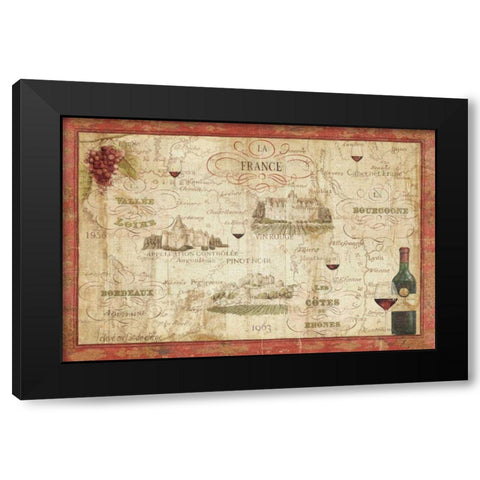 Wine Map Black Modern Wood Framed Art Print with Double Matting by Brissonnet, Daphne