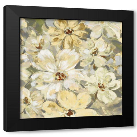 Scattered Spring Petals Neutral Gray Crop Black Modern Wood Framed Art Print with Double Matting by Vassileva, Silvia