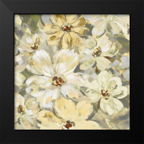 Scattered Spring Petals Neutral Gray Crop Black Modern Wood Framed Art Print by Vassileva, Silvia