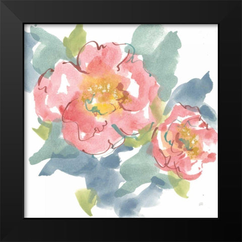 Peony in the Pink I on White Black Modern Wood Framed Art Print by Paschke, Chris