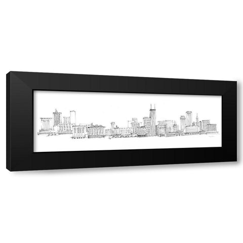 Chicago Skyline Black Modern Wood Framed Art Print by Tillmon, Avery