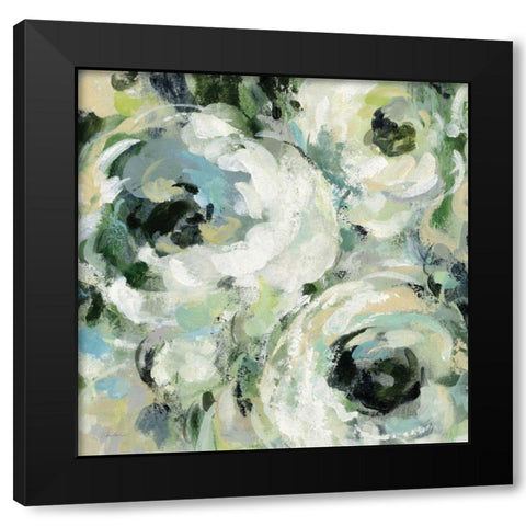Sage and Neutral Peonies II Black Modern Wood Framed Art Print by Vassileva, Silvia