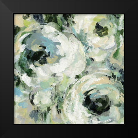 Sage and Neutral Peonies II Black Modern Wood Framed Art Print by Vassileva, Silvia
