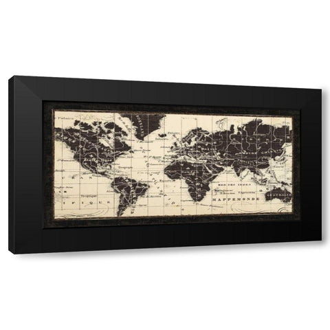 Old World Map Parchment Black Modern Wood Framed Art Print by Pela Studio