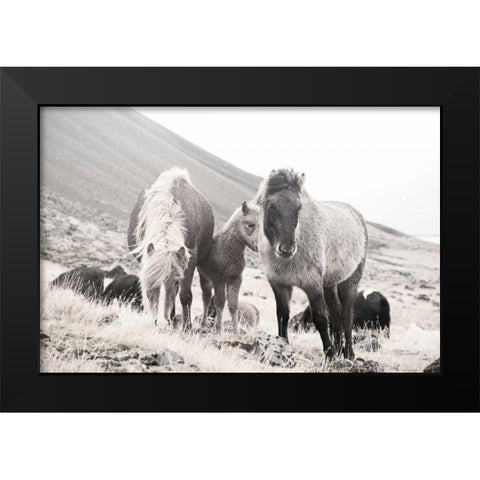 Horses of Hofn I BW Black Modern Wood Framed Art Print by Marshall, Laura