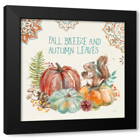 Autumn Friends IV Black Modern Wood Framed Art Print by Urban, Mary