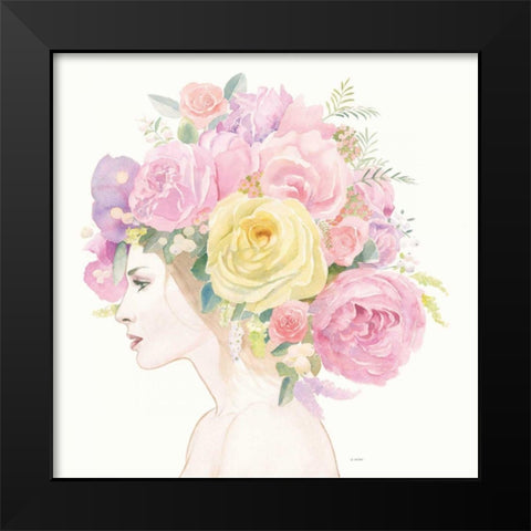 Flowers in her Hair Black Modern Wood Framed Art Print by Wiens, James