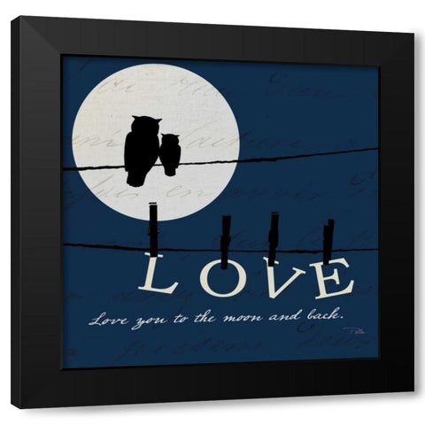 Moon Love I Indigo Black Modern Wood Framed Art Print by Pela
