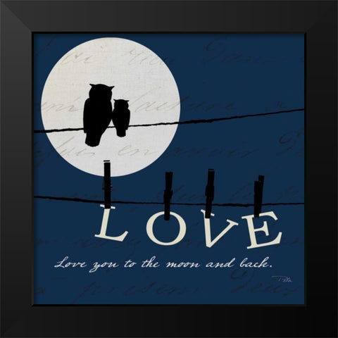 Moon Love I Indigo Black Modern Wood Framed Art Print by Pela