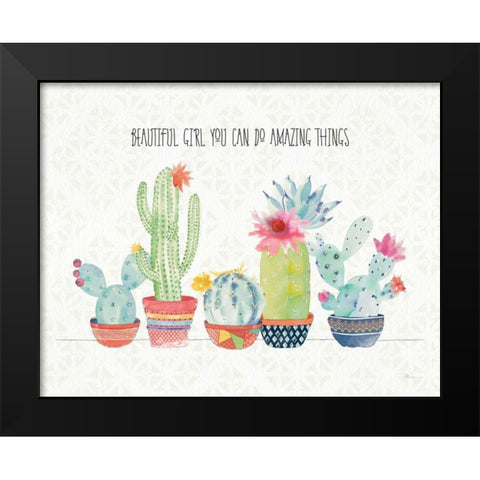 Sweet Succulents I Beautiful Black Modern Wood Framed Art Print by Pela Studio