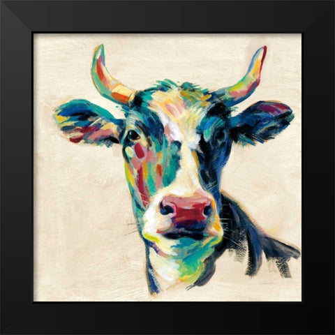 Expressionistic Cow II Black Modern Wood Framed Art Print by Vassileva, Silvia