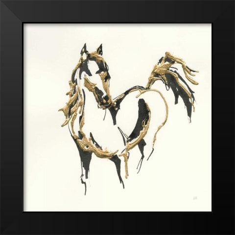 Golden Horse VII Black Modern Wood Framed Art Print by Paschke, Chris