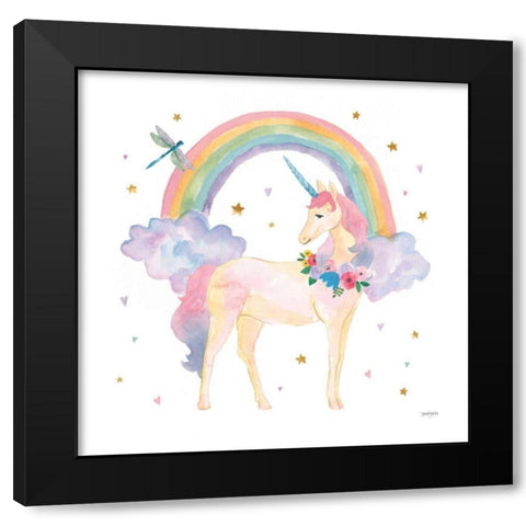 Magical Friends I Dragonfly Black Modern Wood Framed Art Print with Double Matting by Jackson, Jenaya