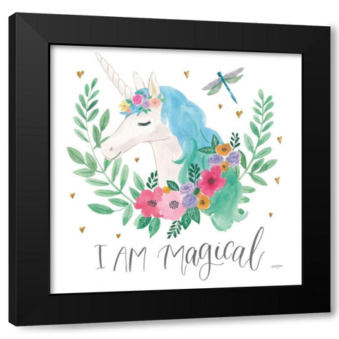 Magical Friends IV Dragonfly Black Modern Wood Framed Art Print with Double Matting by Jackson, Jenaya