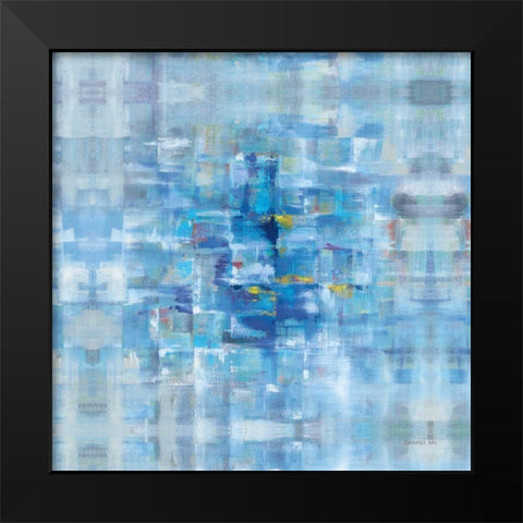 Abstract Squares Blue Black Modern Wood Framed Art Print by Nai, Danhui