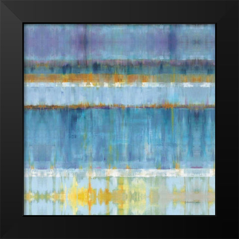 Abstract Stripes Blue Black Modern Wood Framed Art Print by Nai, Danhui