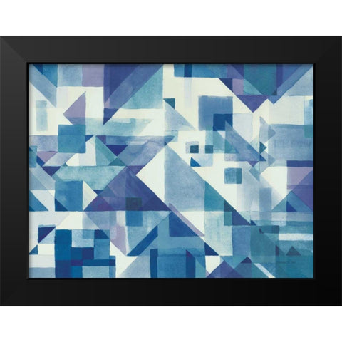 Try Angles I Blue Black Modern Wood Framed Art Print by Nai, Danhui