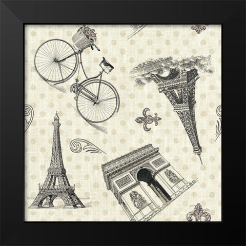 Paris Farmhouse Pattern IA Black Modern Wood Framed Art Print by Pela Studio