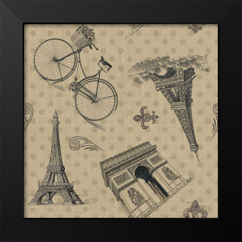 Paris Farmhouse Pattern IB Black Modern Wood Framed Art Print by Pela Studio