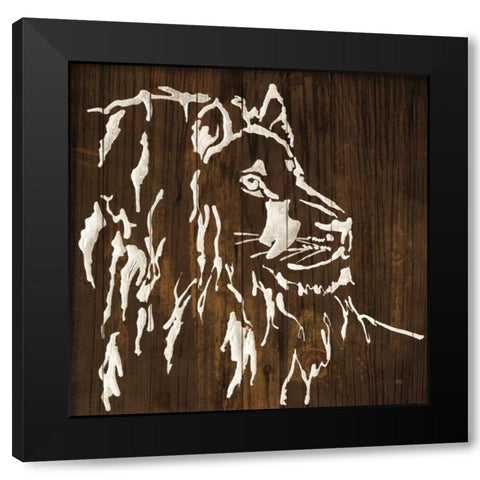 White Lion on Dark Wood Black Modern Wood Framed Art Print by Paschke, Chris