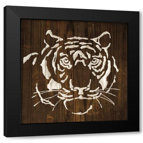 White Tiger on Dark Wood Black Modern Wood Framed Art Print by Paschke, Chris