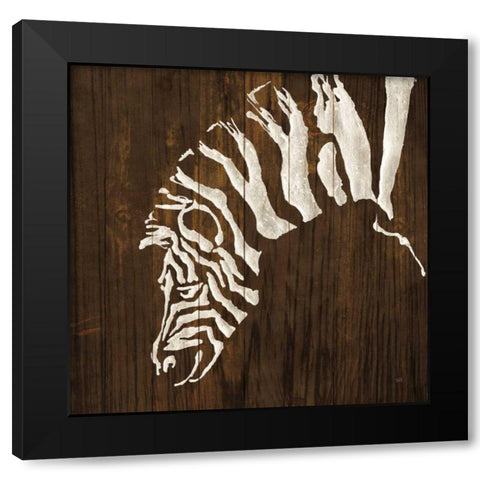 White Zebra on Dark Wood Black Modern Wood Framed Art Print with Double Matting by Paschke, Chris